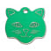 Médaille Chat Tête de minou Verte Gravée